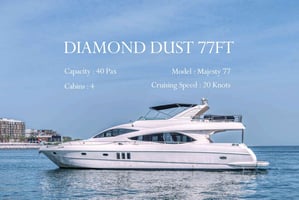 Majesty Diamond Dust 77ft Yacht Rental Dubai | Luxury Yacht Charter for 40 Guests