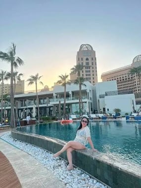 NAMI Ladies Beach Day Pass with Infinity Pool & Loungers in West Bay, Doha