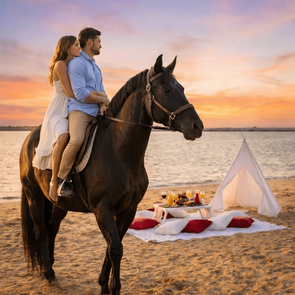 Beach Horse Riding Experience with Romantic Picnic for Two